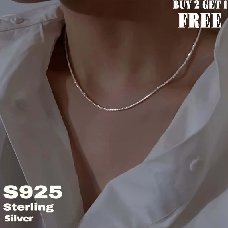 1pc Of 925 Sterling Silvery Sparkling Minimalist Necklace for Men And Women, Sky Star Necklace, Fashionable And Simple Design, Wear It to Make You Dazzling, A Perfect Gift for Lovers And Parents, Comes with A Gift Box, Buy 2 Get 1 Free