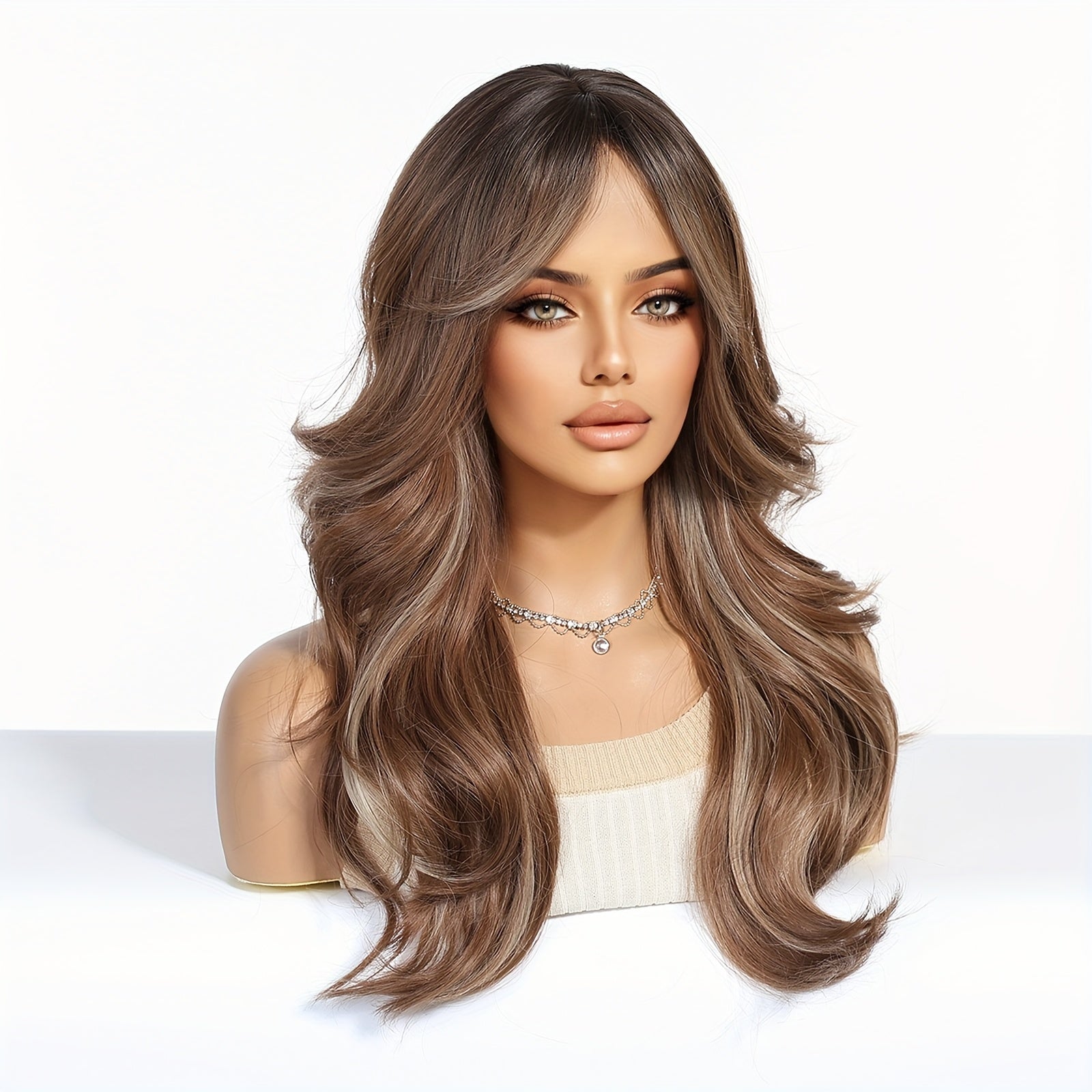 Brown Dyed Layered Long Curly Hair For Spring And Summer, New Women'S Wigs Butterfly Bangs Wedding Season Music Festival Women'S Gifts Valentine'S Day Fashion Daily Fashion Party