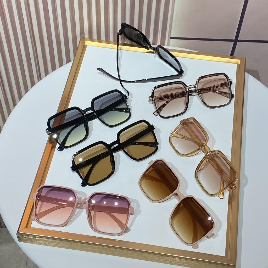 14pcs Set of Women'S Square Glasses | Chic And Minimalist Casual Eyewear Inspired by European And American Trends, Featuring Sturdy Plastic Frames And Tinted Lenses, Ideal for Social Events And Gatherings
