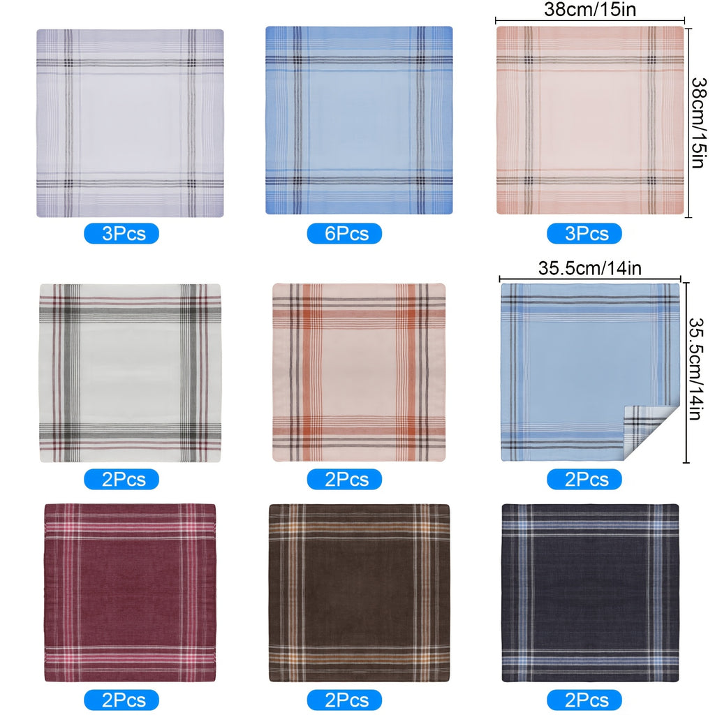 24pcs Men's Cotton Handkerchiefs, Classic Retro Stripes & Plaid, Lightweight & Durable, Easy-Care Reusable Square Hankies, Perfect Gift for Gentlemen, Fathers, or Anyone Who Enjoys a Good Hankie, Men's Handkerchiefs | Retro Style Hankies | Lightweight Fab