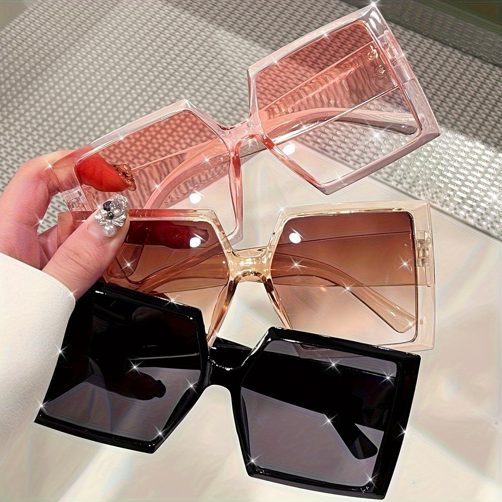3pcs Set Three-in-One Women's Glasses Fashion Large Frame Face Flat Top Glasses