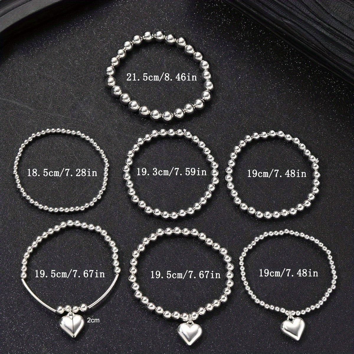 7pcs French Style Beaded Folding Bracelet & Pendant Set for Women - Elegant Layering with Beads, Suitable for Daily Wear, Birthday Gifts, Year-Round