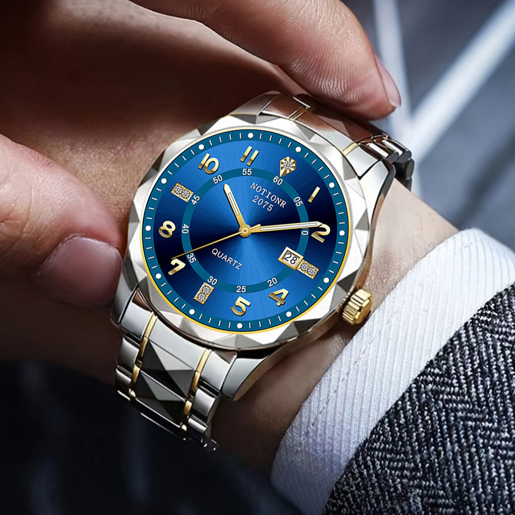 [Roman Rhinestones Quartz Watch] 1pc Men's Roman Rhinestones Quartz Watch | Stainless Steel Strap | Minimalist Classic Design | Ideal for Birthday, Holiday, Valentine's Day Gifts