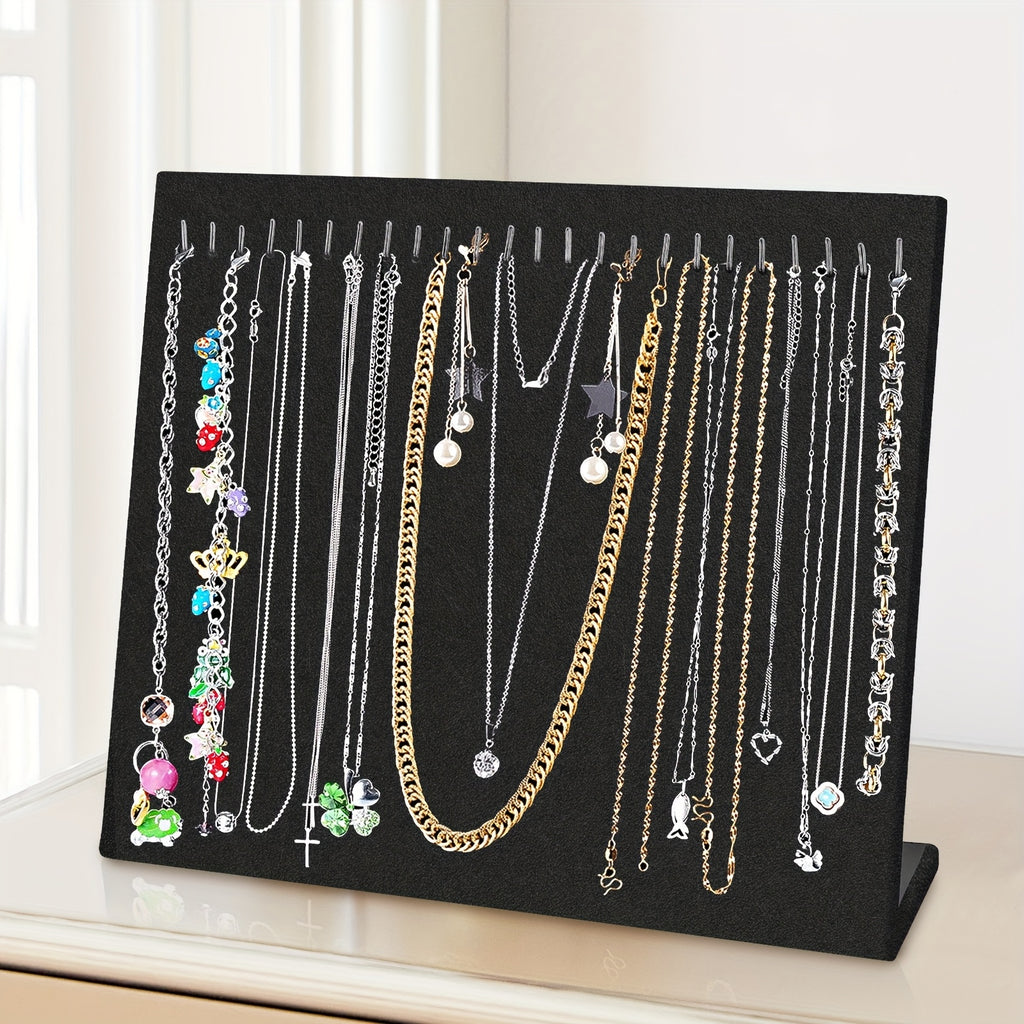 24-Hook Velvet Jewelry Organizer Rack, Necklace Display Stand with Sturdy Base, Space-Saving Design for Clutter-Free Storage, Ideal for Home and Boutique Use