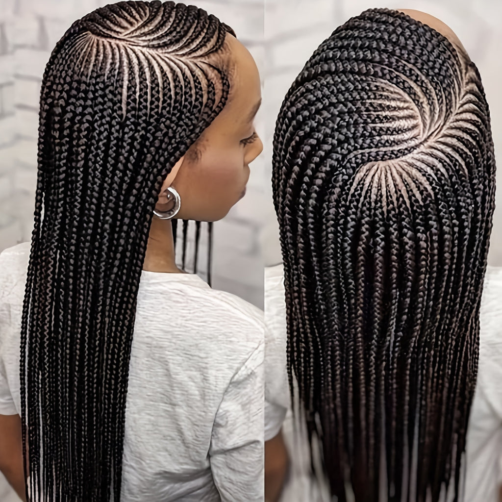 Synthetic HD Full Lace Front Wigs with Box Braids, Perfect for Women, Available in Black for Everyday Wear, Parties, And Christmas Celebrations