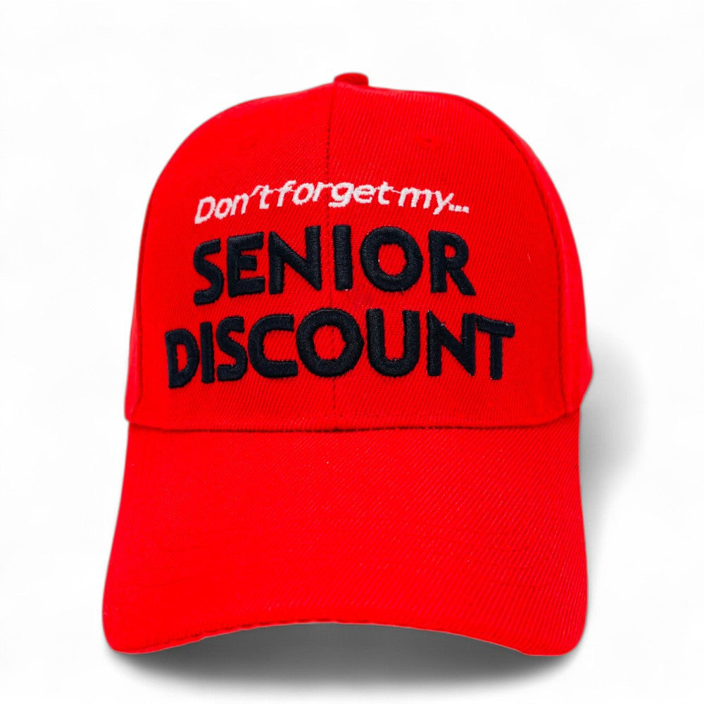 "SENIOR DISCOUNT" Embroidered BASEBALL CAP Adjustable, UV protection Design for Men, Perfect for Outdoor Activities, Casual, Fun Cap