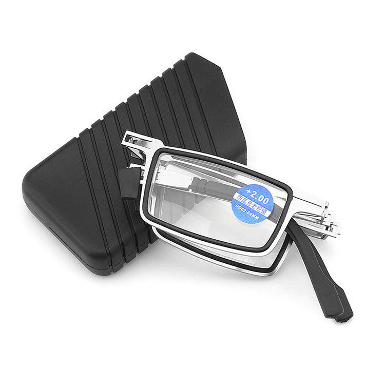 2pcs Portable Folding Blu-ray Shielded Eyewear, Round and Rectangle, Comfortable High Definition Stainless Steel Frame, Lightweight Pocket Eyewear Strap Case, Portable Eyewear | Fashion Frame Design | Stainless Steel Eyewear, Eyewear Case, Travel