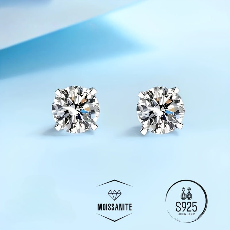 Elegant Moissanite Earrings For, Women, Men, 0.5/1/2Ct D Color VVS1 Clarity Brilliant Round Cut Moissanite, with S925 Sterling Silver 1.0/1.2/1.8G, Hand-Made Top-Tier Quality, Ideal Gifts for Wedding, Birthday, Mother, Daughter