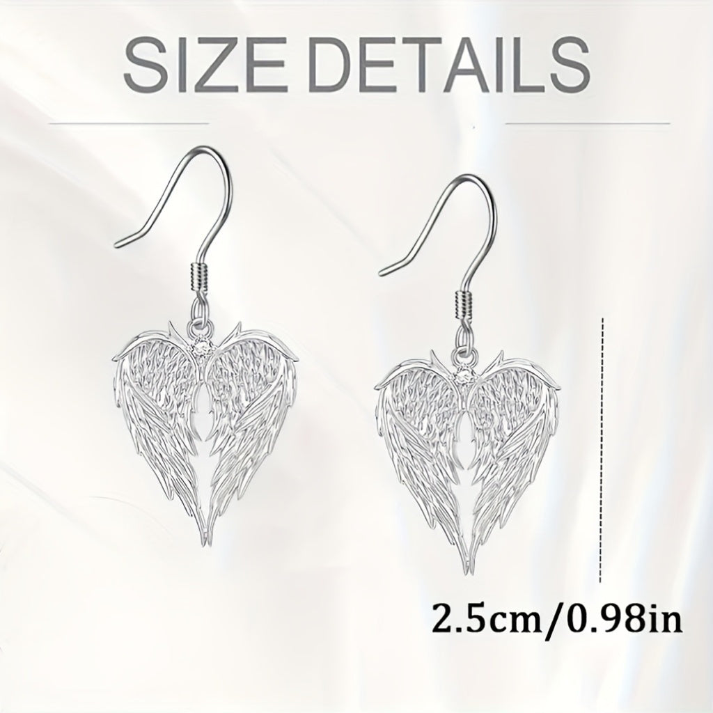 A Pair of Stylish And Elegant Angel Wings Heart-Shaped Love Pendant Earrings, Or a Heart-Shaped Pendant Necklace, Exquisite Holiday Birthday Party Memorabilia Gifts, Christmas Valentine'S Day Mother'S Day Presents, Jewelry Accessories