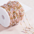 1 Meter/ 39.37 Inch 4Mm Stainless Steel Artificial Crystal Bead Chain, Used for Necklace, Bracelet, And Jewelry Making