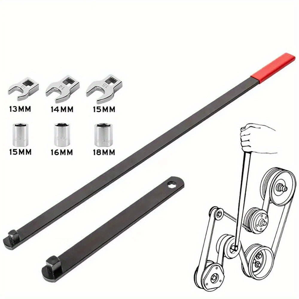 8pcs Professional Automotive Serpentine Belt Tool Set, Universal 3/8" 1/2" Drive Serpentine Belt Adjust Tightener Wrench Tool Set, Idler Pulley Adjuster Wrench, Easy To Install, Automotive Belt Removal And Installation Kit For Car Engine Repair