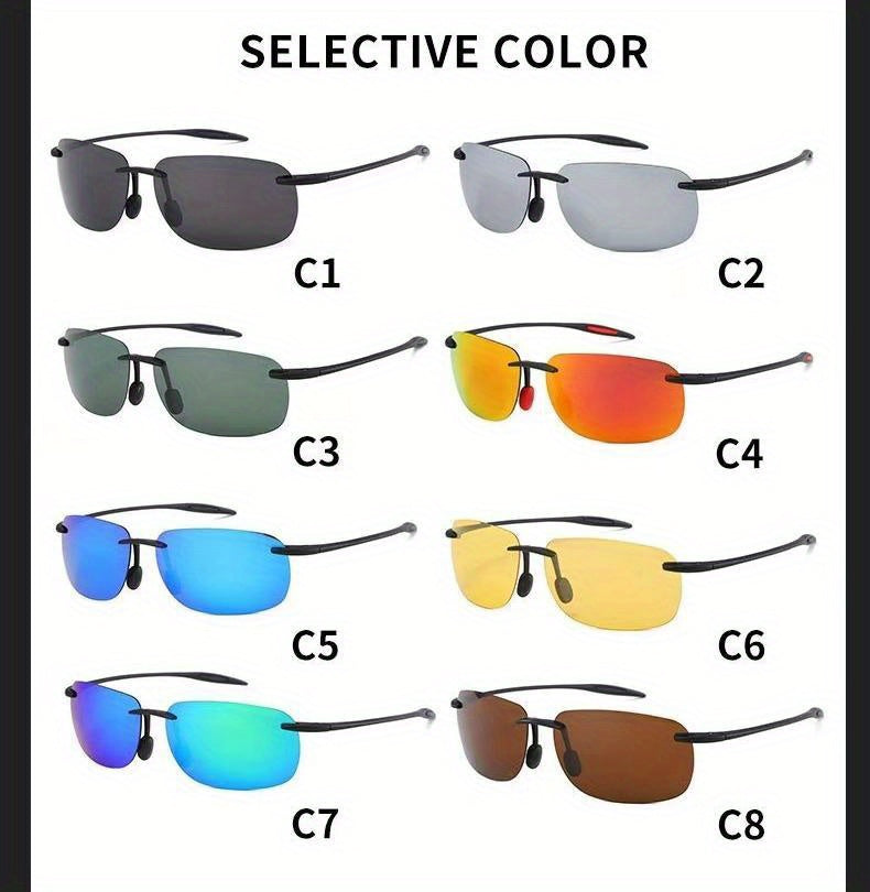 Polarized Sunglasses for Men & Women - Tr90 Rimless Frame, Protection, Lightweight & Durable for Running, Fishing, Baseball, Outdoor Activities, Sunglasses, Fishing Eyewear, Sleek Design, Comfortable Fit, Versatile Shades, Fitness Lovers, Stylish Shades,