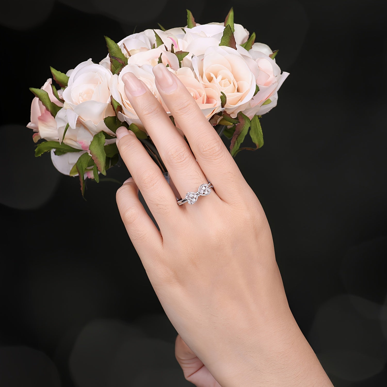 1pc 925 Sterling Silver Simple And Elegant Bowknot Design Cz Decor Silver Ring for Woman for For Dating Gift for Daily Decoration Fine Jewelry