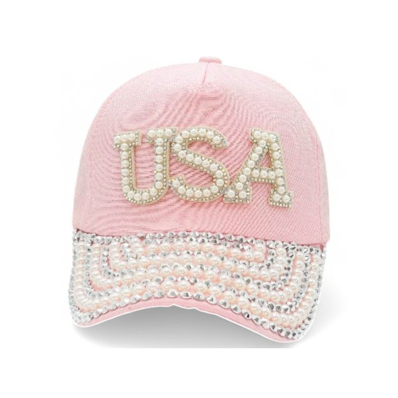 "USA" Bling Bling Bead BASEBALL CAP Adjustable, UV protection Design for American, Perfect for Outdoor Activities, Casual