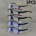 5pcs Retro Square Men & Women - Non- +1 Magnification, Multi-Color Options (Black, Blue, Red, White, Grey) - Lightweight Comfortable Eyewear for Computer, TV, Books - Stylish Everyday Glasses for Men & Women, Ideal Gift, Book Reading, Computer Vision Supp