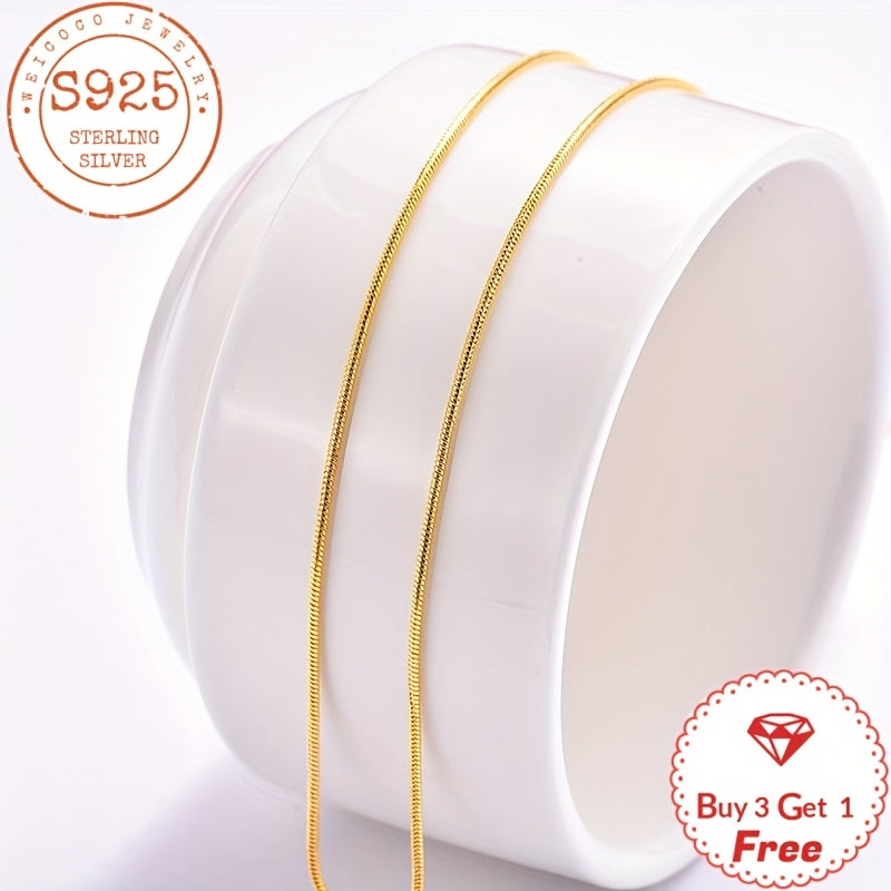 Pure Handmade, 24K gold plated 24K gold plated-plated 925 Silver 1mm Round Snake Chain, Perfect For Commemorations, Valentine'S Day, Mother'S Day, Christmas, Birthdays, Gifts For Him/her, Mother, Daughter, Comes In A Gift Box, Buy 3 Get 1 Free