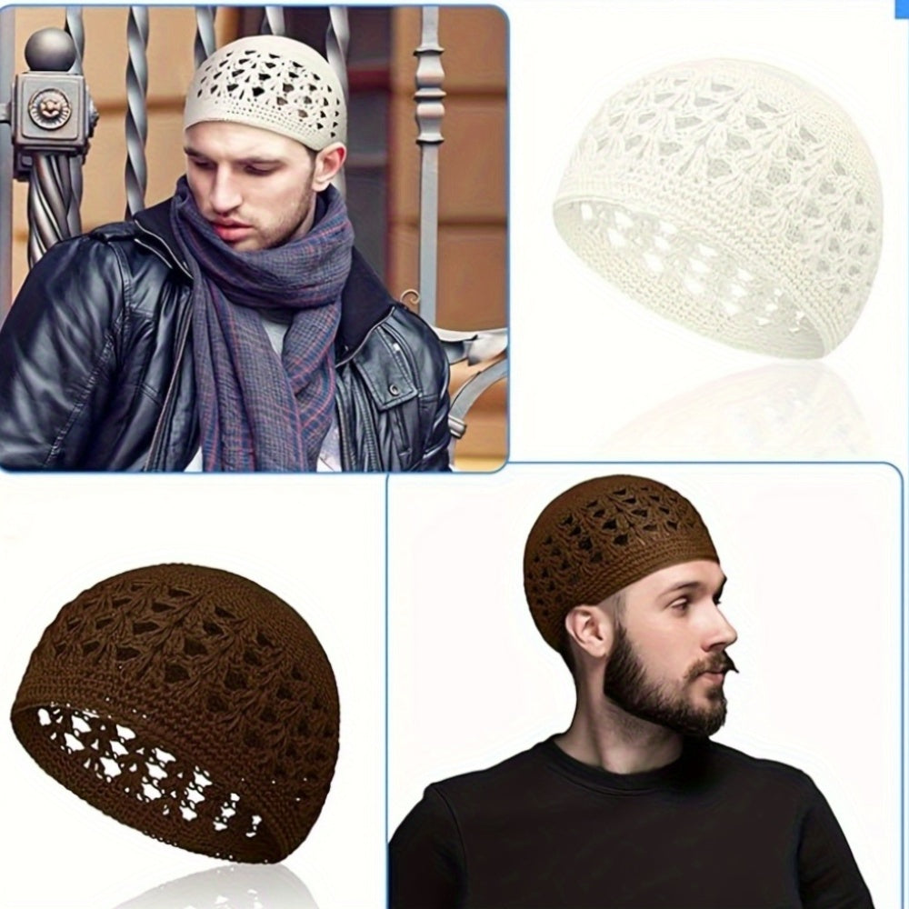 Set of 4 Unisex Beanie Caps Featuring a Thick Knit Design with a Hollowed-Out Wheat Ear Pattern, Made from Acrylic Material. These Skullies And Beanies Come in a Preppy Style with Solid Colors And Slight Stretch, Filled with Fiber for Added Warmth