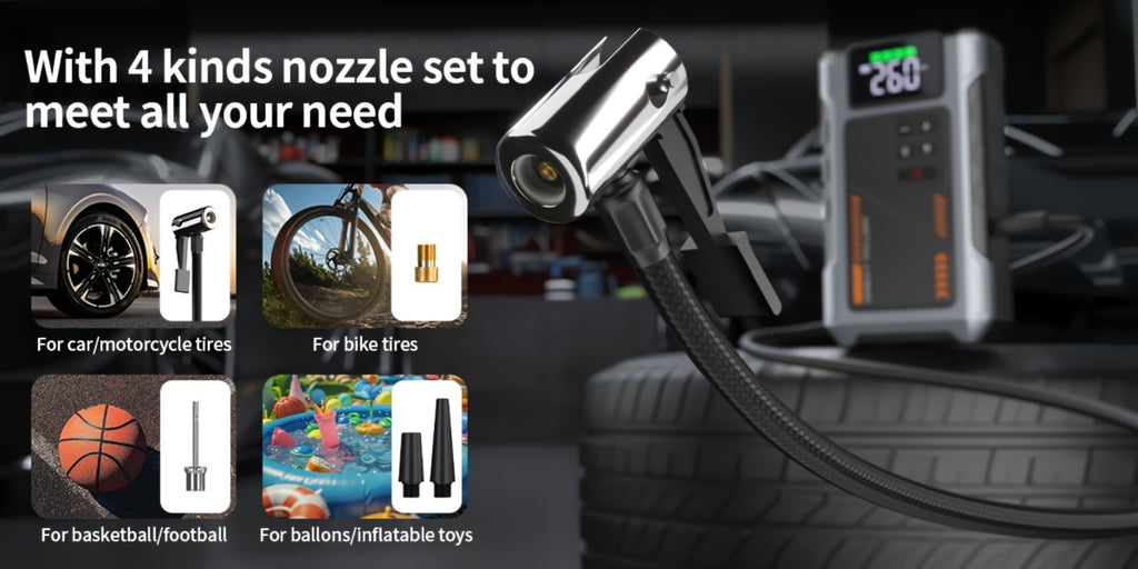 [Portable Jump Starter] Jump Starter With Air Compressor, 8000A Peak Battery Jumper Starter Portable, Jump Box For Car Battery, 12V Portable Jump Starter For 8.0L Gas And 6.5L Diesel Cars With USB Ports And LED Flashlight, Portable Car Jump Starter, Batte