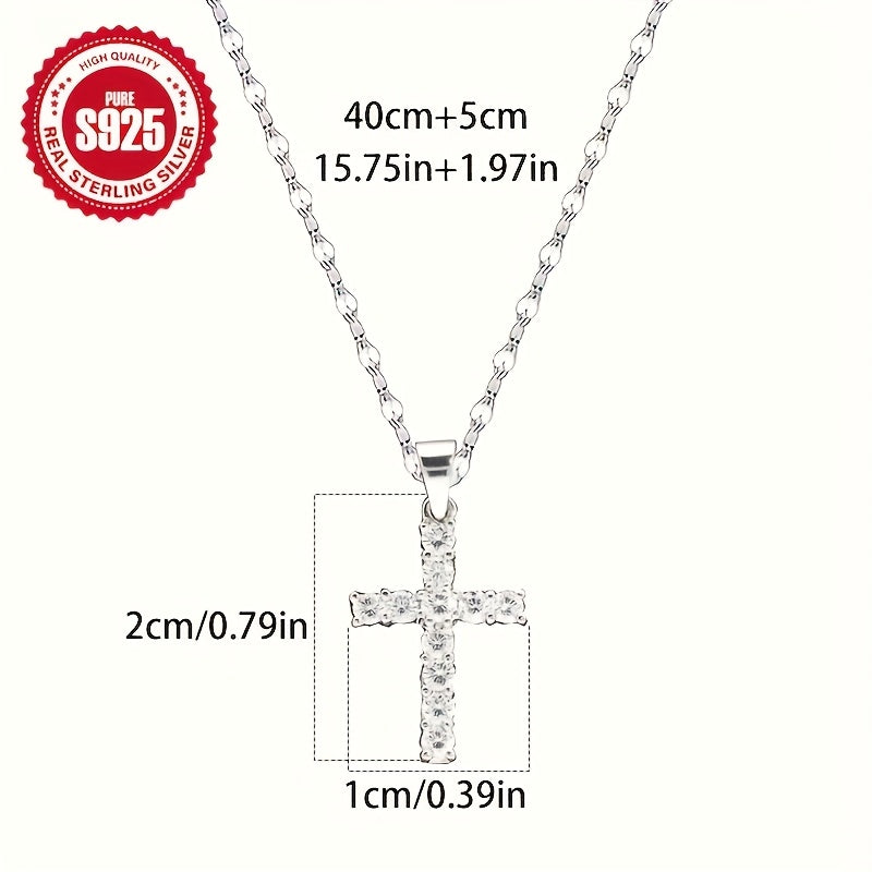 A Set of 3 Elegant 925 Sterling Silvery - Lip Cross Necklaces with Dazzling Cubic Synthetic Zirconia and Heart - Shaped Pendants. A Combination of Shiny Coconut - Snowflake Chains and Cubic Synthetic Zirconia Necklaces. It's the Perfect Gift