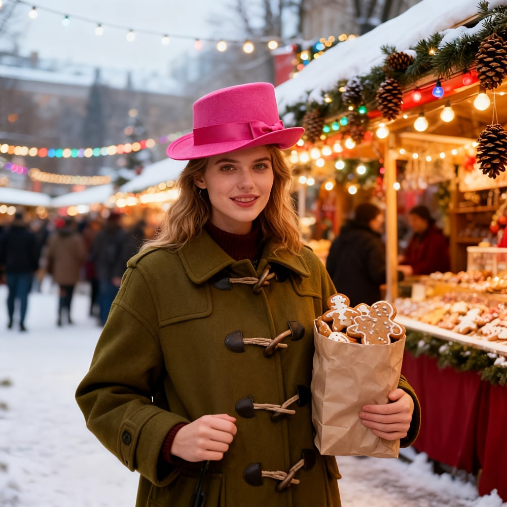 Adjustable - Women's and Men's Asymmetrical Wool Hat with Ribbon, Wool Felt Top Hat for Parties, Church Hats, the Best Choice for Christmas Gifts