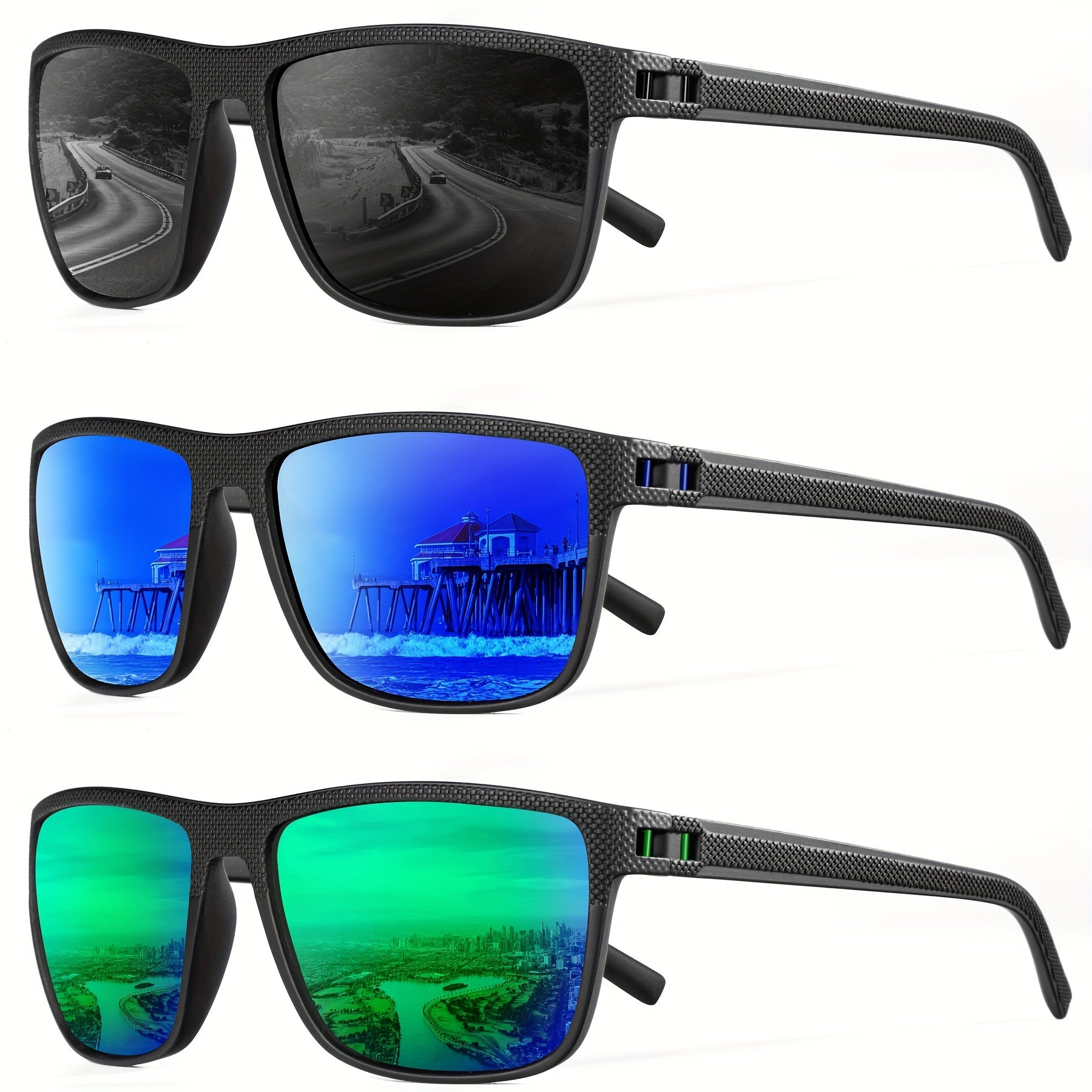 [3 PACK] Polarized Men's And Women's Fashion Glasses, Lightweight Classic Square Men's Sports Fashion Glasses Daily Sports Accessories Suitable for Golf Running Fishing Birthday Gift Holiday Preferences