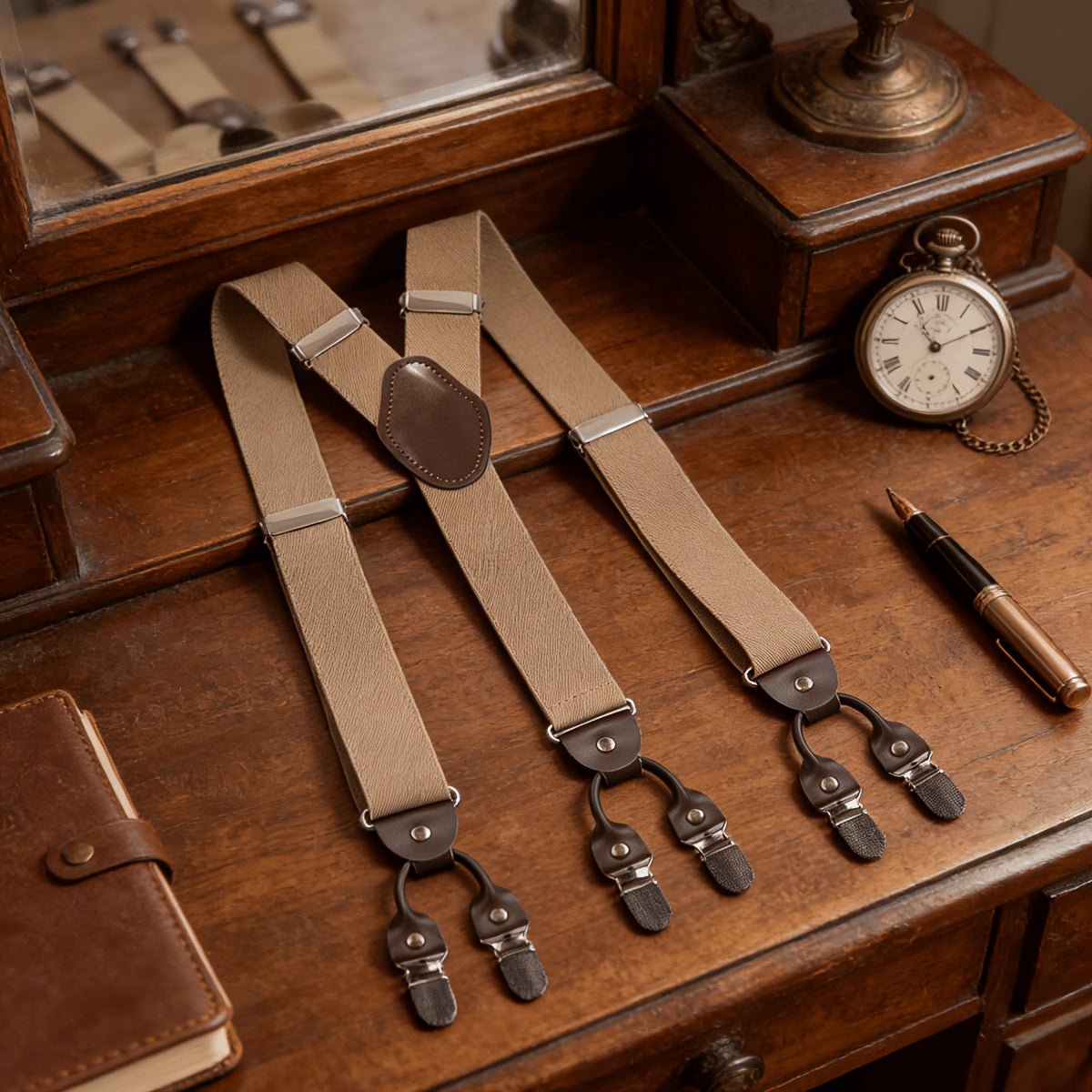 Men'S Heavy-Duty Camo Suspenders Featuring Four Robust Hooks/Clips, Designed for Hunting And Work, with an Adjustable X-Back Style