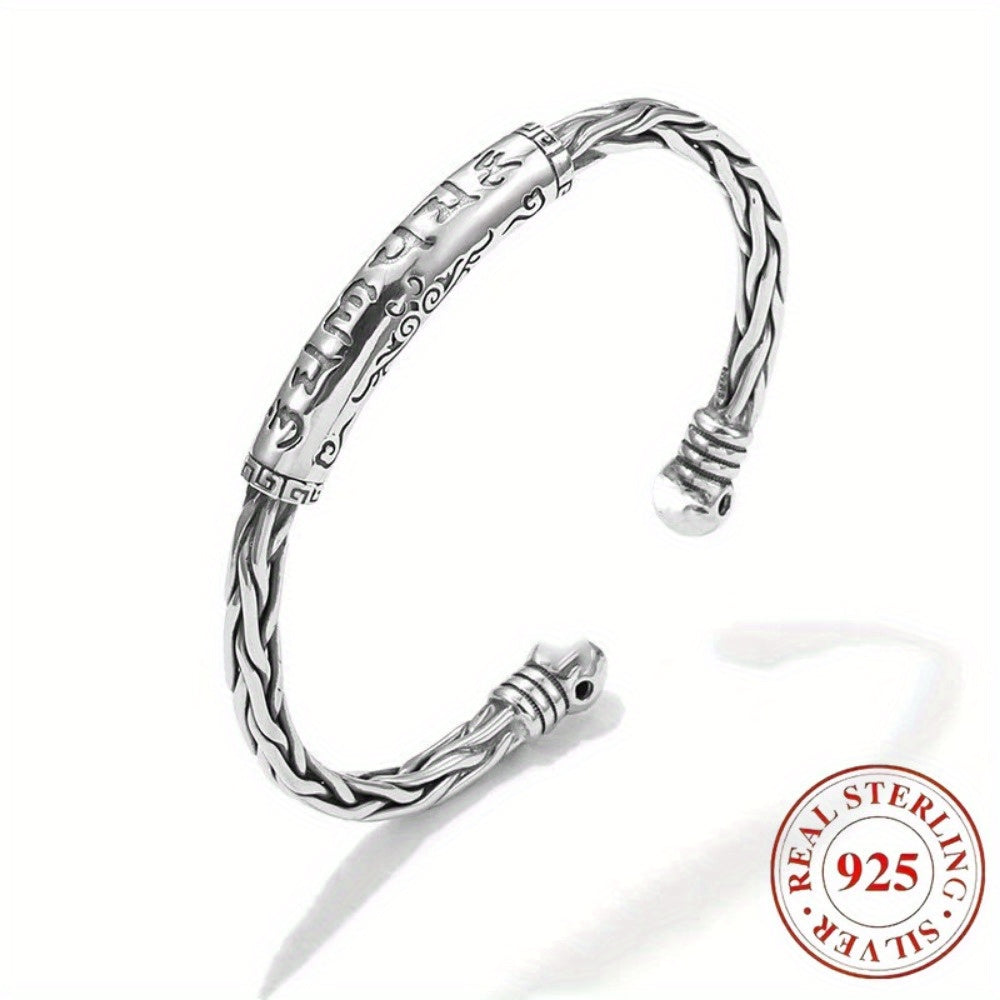 925 Sterling Silvery Silver Motto Bracelet, Six Character Motto, Retro Fashion, Simple And Elegant, Valentine's Day Gift
