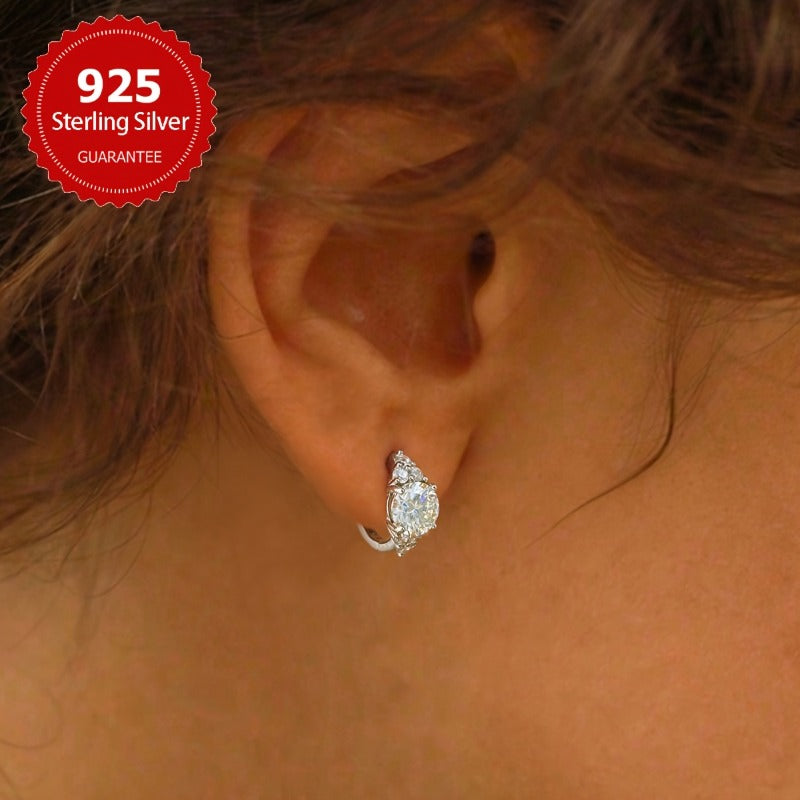 Shiny 1-carat Moissanite Earrings, 925 Sterling Silvery Hoop Earrings, Wedding Earrings, Valentine's Day Gifts, Luxury Jewelry for Women, the Best Gift for Your Beloved