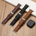 Calfskin Leather Watch Band Compatible with Apple Watch Series SE/3/4/5/6/7/8, 38mm/40mm/41mm/42mm/44mm/45mm/49mm, Preppy Style with Deployant Clasp, Unisex Wristband Replacement
