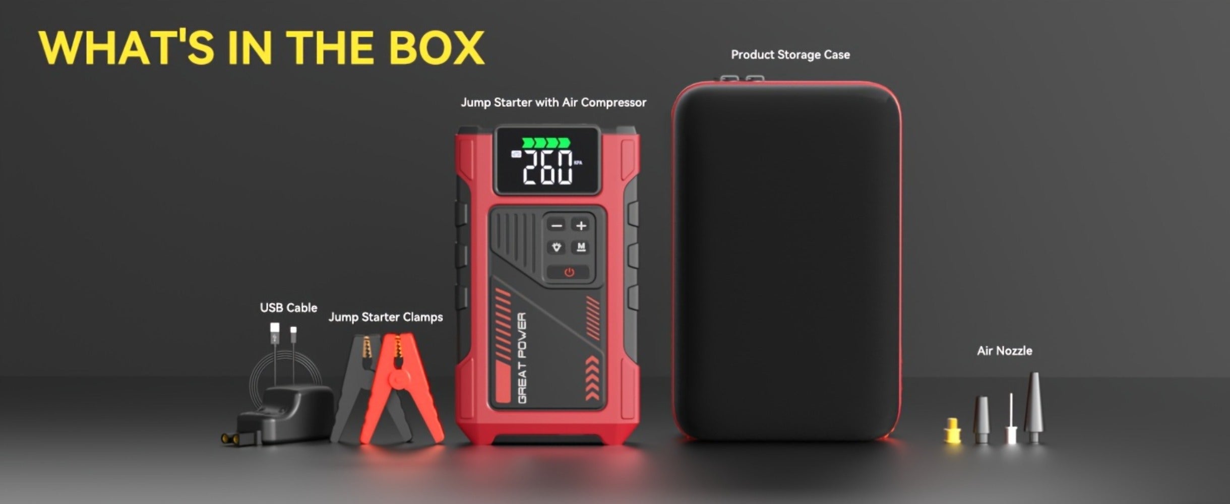 [Portable Car Jump Starter] 4000A Portable Car Jump Starter With Air Compressor, Suitable For 12V(8.0L Gas, 6.5L Diesel) Jump Starter Battery PackWith150 PSl Tire Inflator, 12V Car Battery Jump Power With LED Light, Car Accessories Tools, Car Emergency Ki