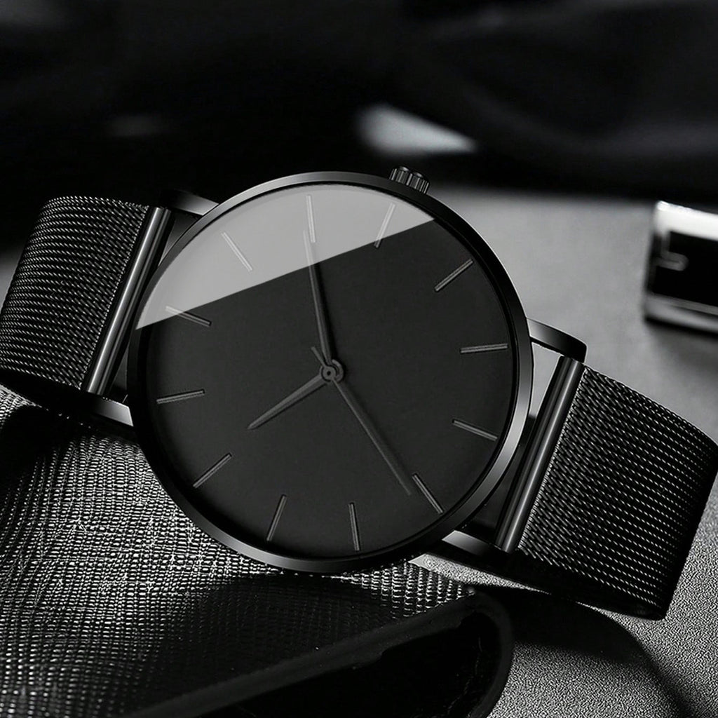 4pcs/ Set Men's Elegant Quartz Watch & Bracelet Set | Stainless Steel | Casual Watch | Business Watch | Bracelet for Men | Men Necklace(The Box Does Not Include)
