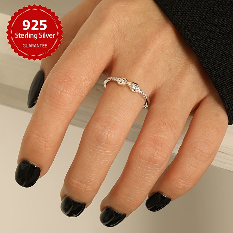 S925 Sterling Silver Wedding Ring - Small Fresh Lucky 8 Ring, Color Separation, Exquisite Women'S Jewelry Gift, 1pc, Total Weight Of The Product (2.96g)
