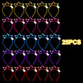25pcs Headband LED Crown, 3 Flashing Modes Button Switch Luminous Headband, Suitable for Party, Concert, Photo Decoration, Carnival, Birthday, Halloween, Christmas, Wedding, Gifts, Party Supplies