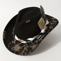 Boho Floral Print Felt Cowboy Hat Women- Braided Band Western Cowgirl Hat Rodeo, Festival& Western Outfit