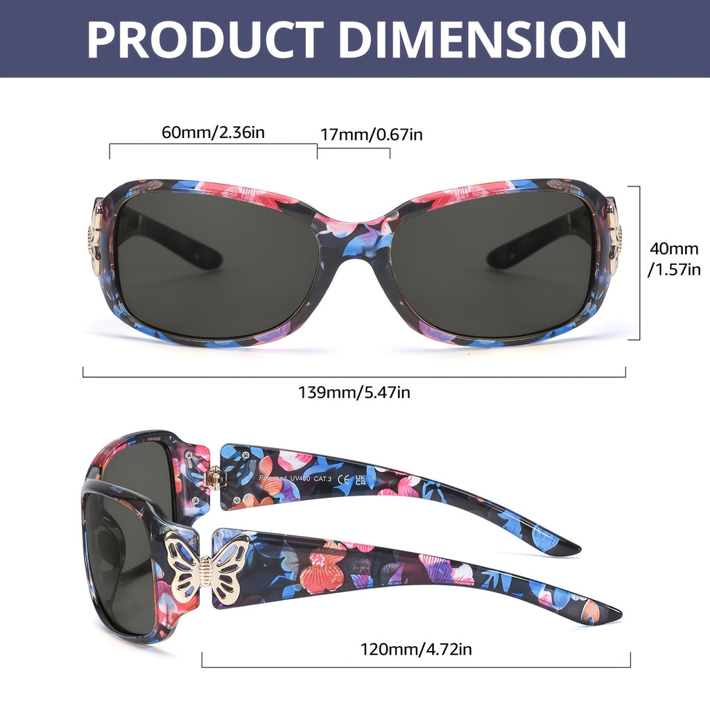 COOLEAR Sunglasses for Polarized UV400 Protection Wrap Around Sunglasses Trendy Butterfly Decor Fashion Accessories.Suitable for Men And Women.