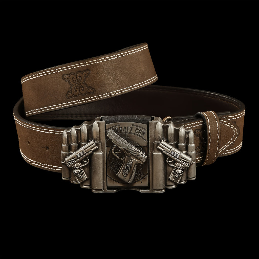 2026 New Printed Detachable Lighter Belt Vintage Western Cowboy Style, Novelty Fashion Accessory, Perfect Gift for Family & Friends