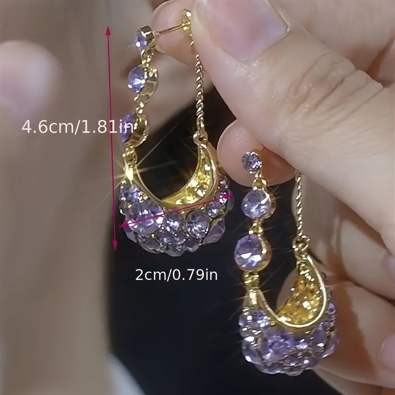[Elegant Purple Earrings] Vintage-Inspired Elegant Purple Basket Drop Earrings | 925 Posts, Perfect For Casual Attire & Gifting