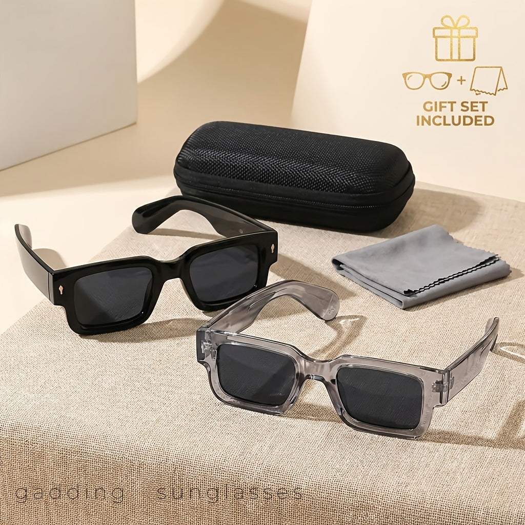 2-Pack Chunky Square Retro Fashion Glasses | Bold Frame for Nightlife Events