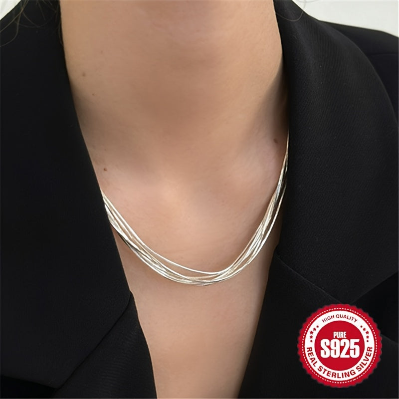 [Daily Wear & Parties] 925 Silver Layered Pendant Necklace, Featuring A Low-Allergy Multi-Strand Chain, Suitable For Daily Wear And Parties, Carnival Accessories