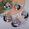 5pcs Set Of Cow Patterned Beads Monochrome Beads Beaded Wrist Keychains Cow Patterned Tassel Leopard Print Charm Keychains Holiday Gifts for Mothers Mother's Day Gifts