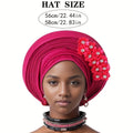 [Wedding, Mother's Day Gift] 1pc African Traditional Muslim Black Wedding Party Hat, Layered Applique Headpiece, Nigerian Gele Hat, Suitable for Daily Wear, Wedding, Tea Party And Other Special Occasions, Mother's Day Gift