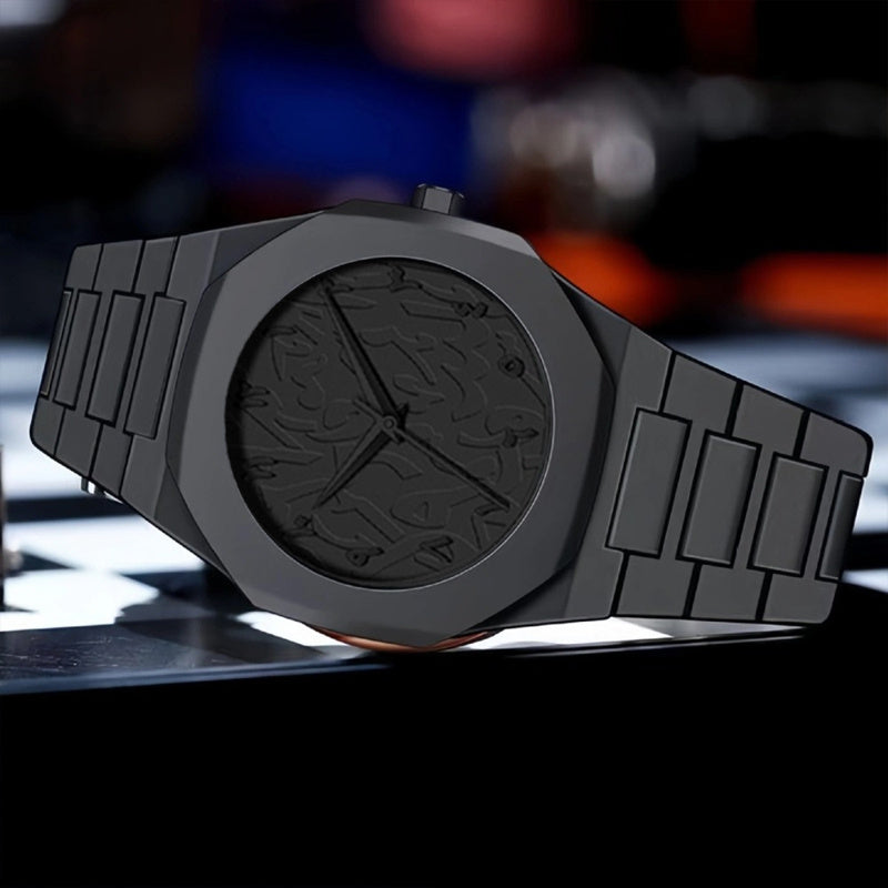 [Birthday, Valentine's Day] 4pcs Watches For Men Set, Fashionable Men's Black And Cool Mens Watches, Quartz Movement Mens Watches, Mens Watches For Men & 1pc Necklaces, Bracelet, Ring Mens Jewelry For Men Set, Birthday, Valentine's Day Season Perfect Gift