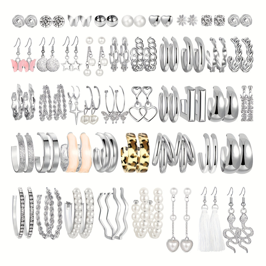 [Holidays Parties Gifts] Random Selection Of 48 Pairs Of Stylish, Minimalist Alloy Earrings, Perfect For Everyday Wear, Holidays, Parties And As Festive Gifts