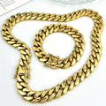 Set of 2pcs Featuring a Cuban Link Chain Made of Thick 18K Gold Plated 18K Gold Plated-Plated 83.48gal, Designed for Men. This New Button Necklace And Bracelet Set Allows for Easy Disassembly, Making It a Stylish Gift Option.
