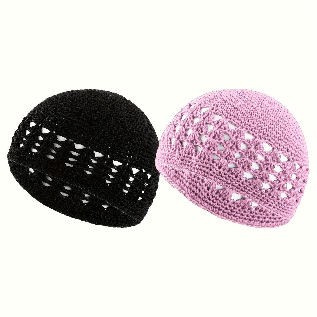 Set of 4 Unisex Beanie Caps Featuring a Thick Knit Design with a Hollowed-Out Wheat Ear Pattern, Made from Acrylic Material. These Skullies And Beanies Come in a Preppy Style with Solid Colors And Slight Stretch, Filled with Fiber for Added Warmth