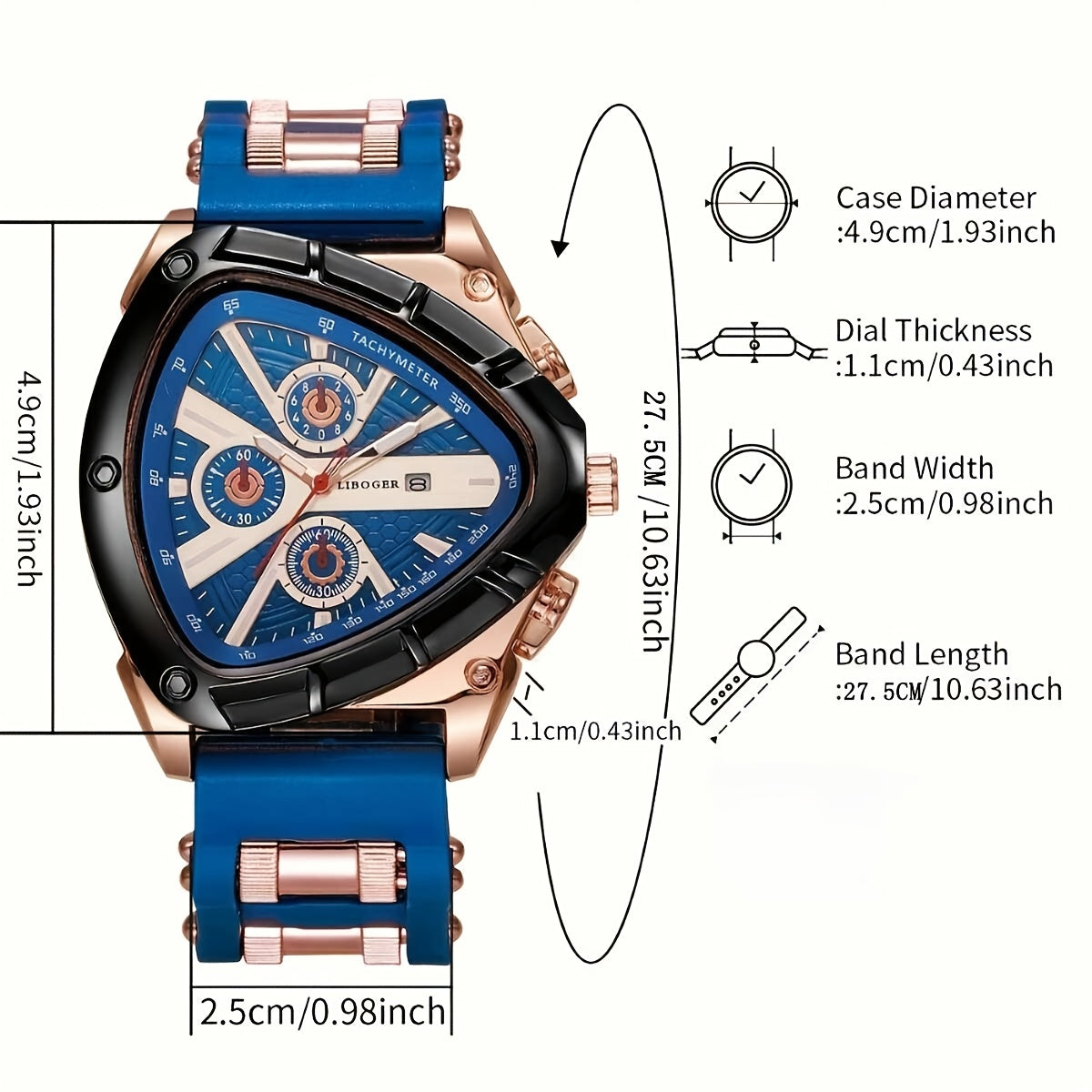 3pcs/set Fashion Quartz Watches For Men, Silicone Strap And Date Display Men Watches, Classic Triangular Dial Design Mens Watch For Casual And Sporty Wear Suitable For Any Occasion, Ideal Choice For Gifts Wrist Watch Reloj Para Hombre.