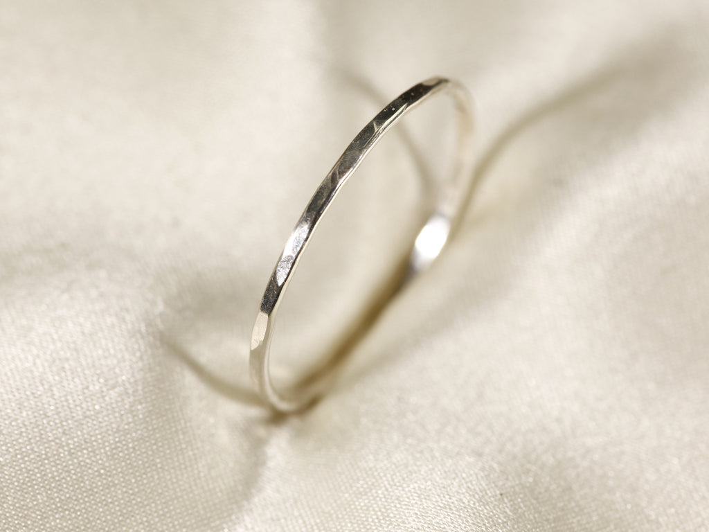 [Gift for Her] S925 Silver Hammered Ring, Silvery Stackable Ring Gift for Her