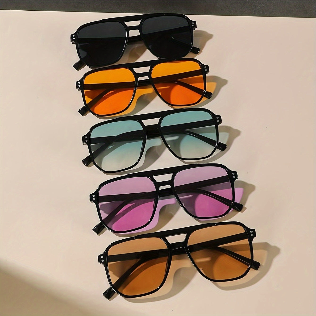 5pcs Pilot Fashion Glasses - Large Square PC Frames, Men's and Women's Fashion Casual Glasses, Suitable for Various Places