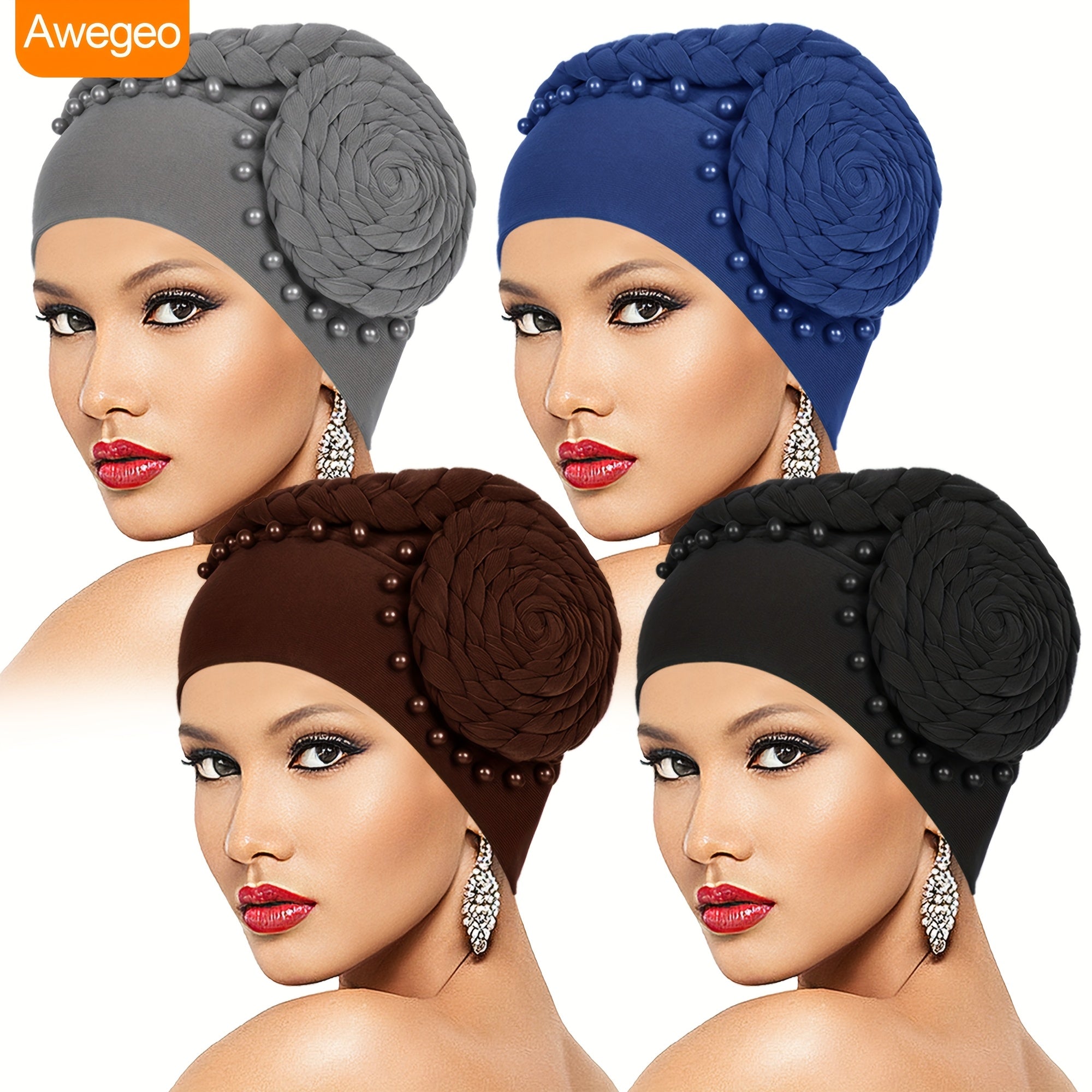 [Rhinestone-Embellished Bonnets] 4-Pcs Rhinestone-Embellished Women's Fashion Bonnets, Unique Eye-Catching Design for Travel & Outdoor