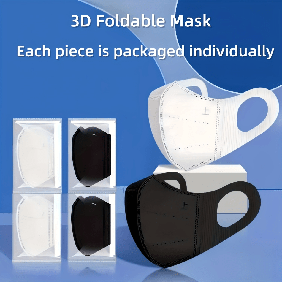 50-Pack Breathable Face Masks, Fashionable High-Elasticity Wide Ear Loops, Individually Packaged in White And Black, Daily Protection, Comfort Fit for Office Use Travel Outdoor Activities